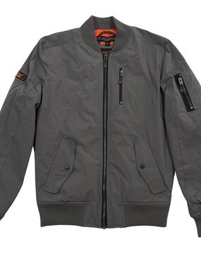 Superdry SDR Wax Flight Size M Gray Bomber Jacket (Retail Price $225)